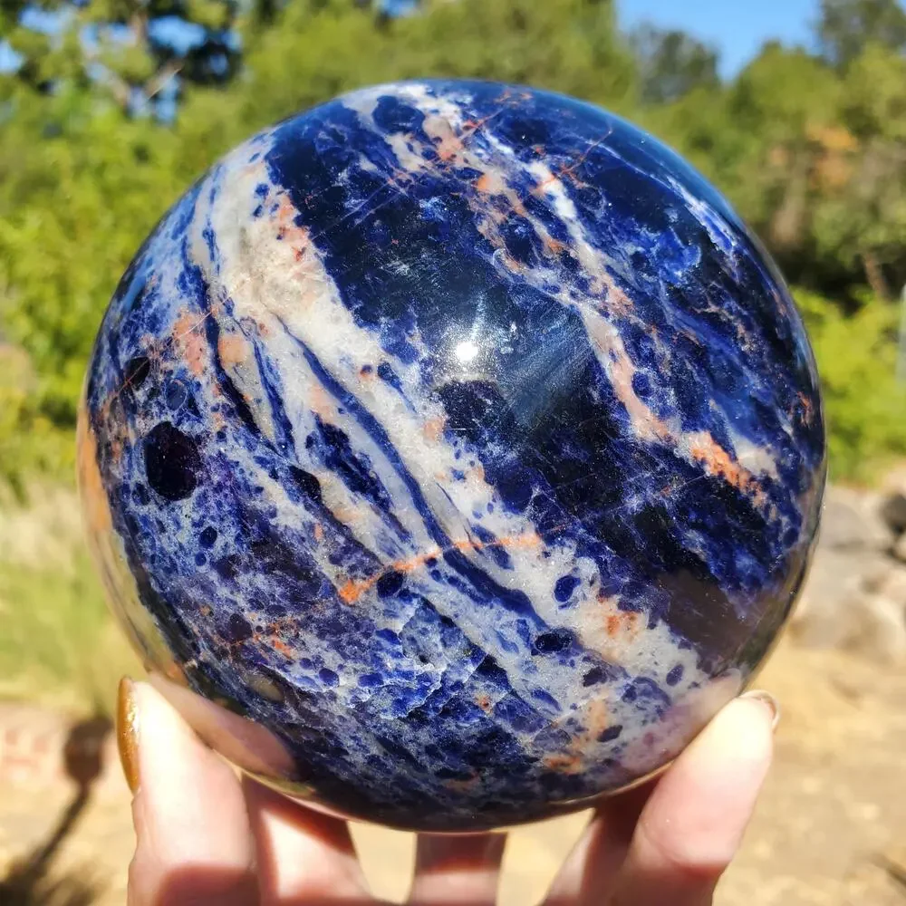 XL Dark Blue Sodalite Crystal Sphere 107mm 1840 grams
